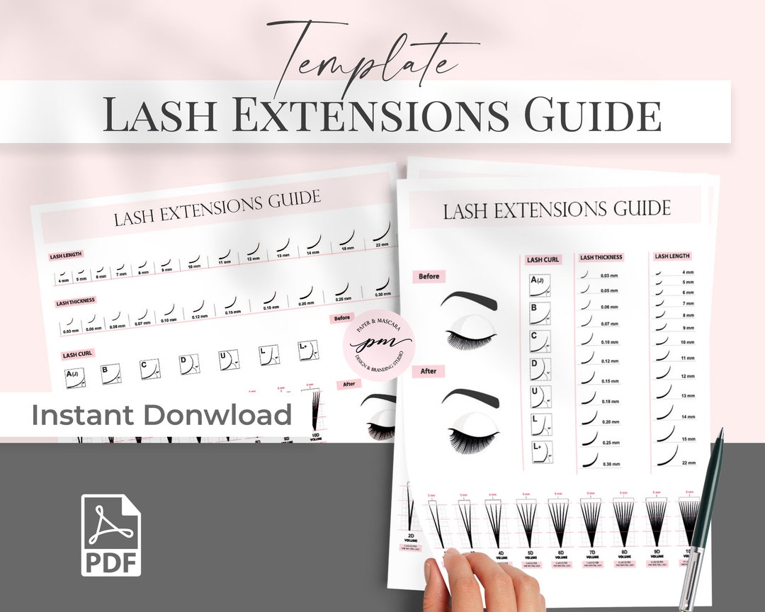 Lash Extensions Guide, Printable Eyelash Extensions Technician Guide - Etsy