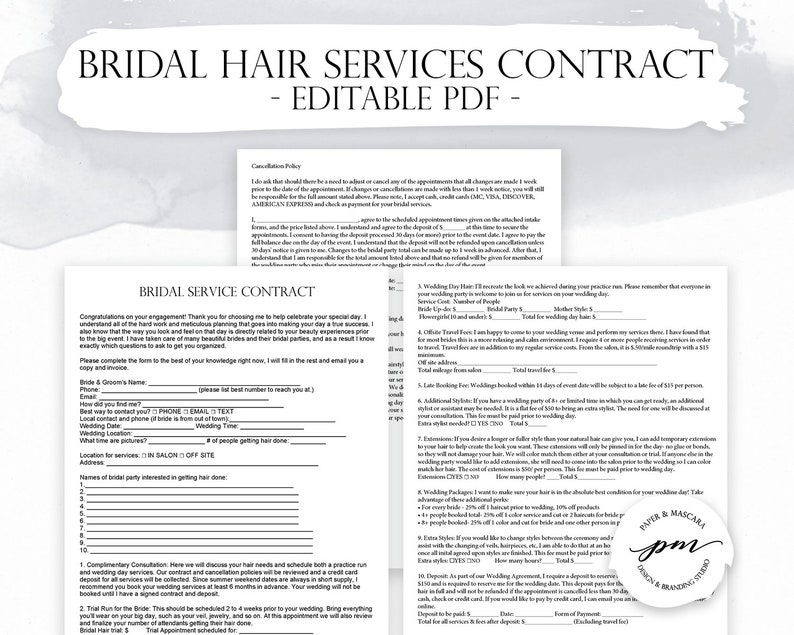 Bridal Hair Services Contact Template Hair Stylist Booking Etsy