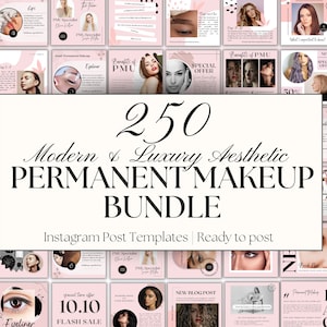 Pink Permanent Makeup Instagram Post Templates | 250 PMU Instagram posts | PMU artist Instagram template | Microblading Instagram Templates