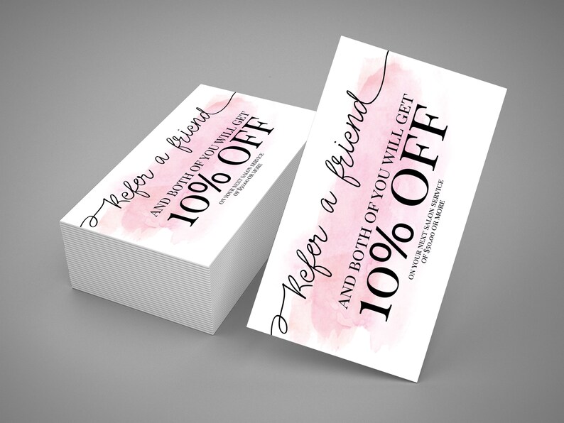 Personalized Referral Card Pink Watercolor Refer A Friend