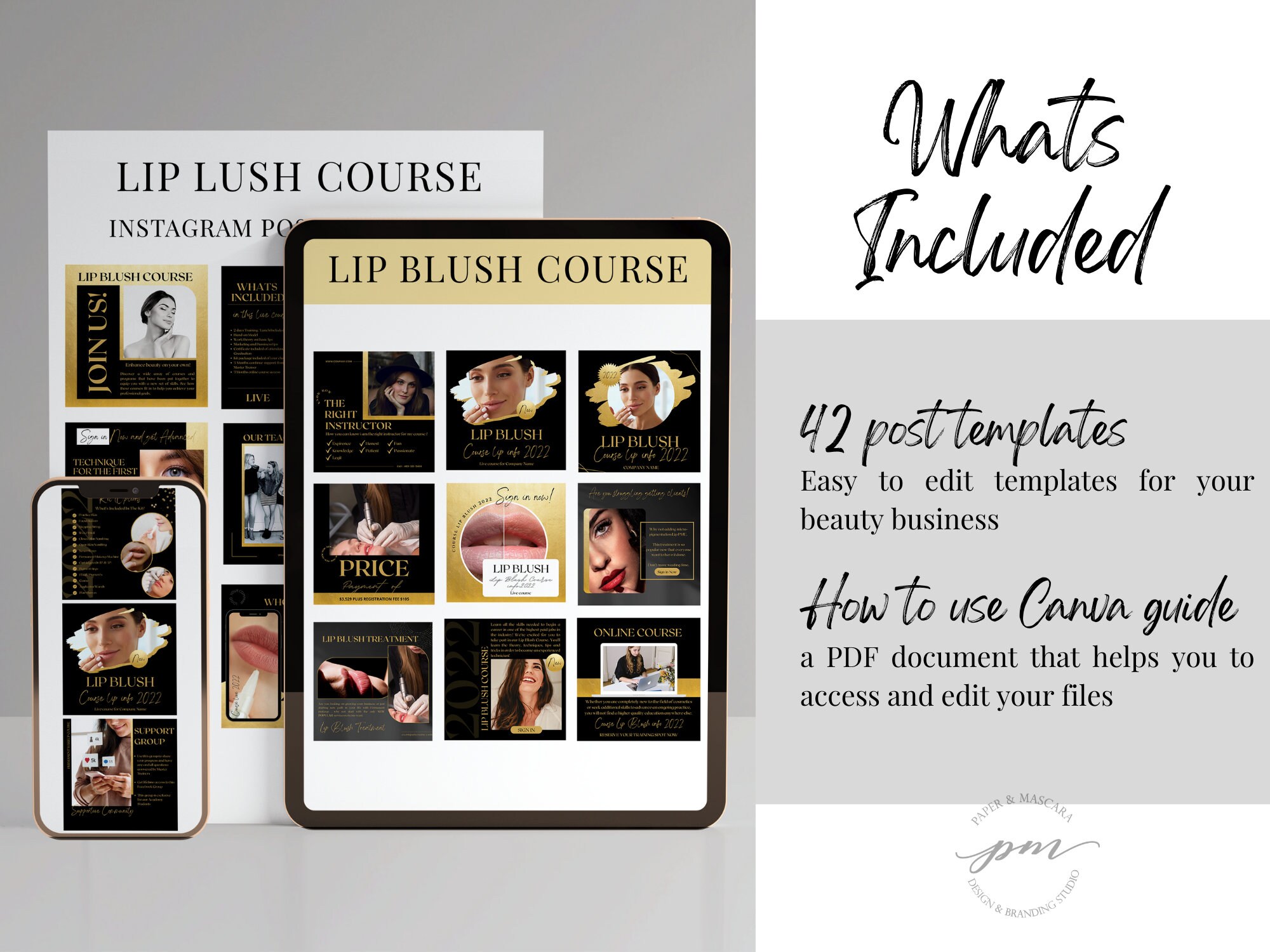 Lip Blush Course Instagram Post Templates Editable Permanent Etsy