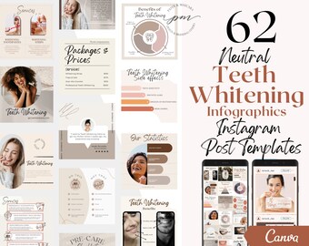 Teeth Whitening Instagram Post Templates, Editable Teeth Whitening Social Media Posts, Teeth Whitening Instagram Template