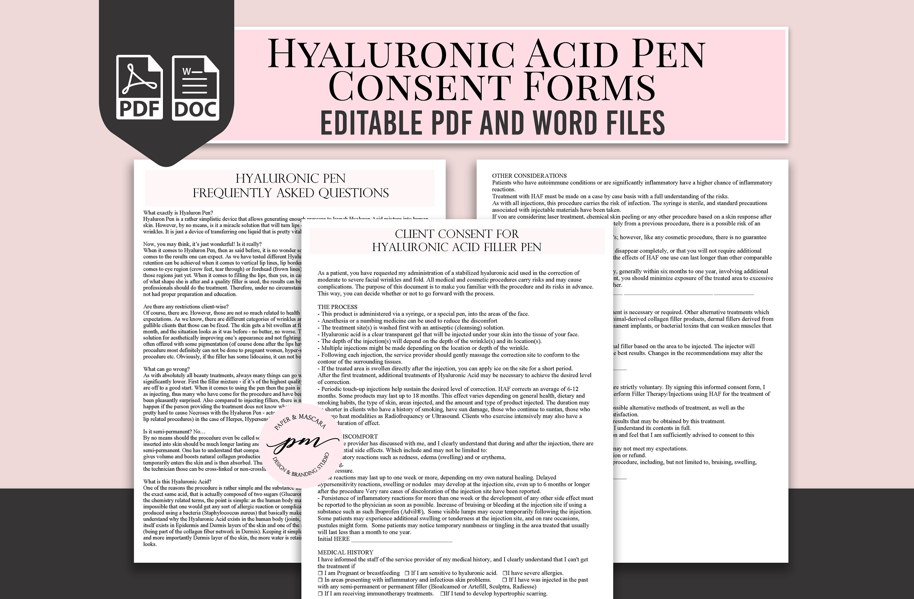 Hyaluronic Acid Pen Consent Form Facial Fillers Consent Form Etsy