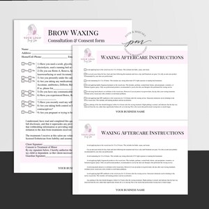 Editable Brow Waxing Form Template, Customizable Eyebrow Waxing Consent ...