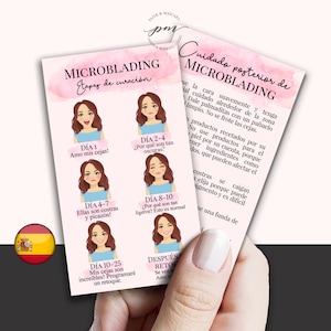 Instruções de cuidado posterior de Microbalding, cartão de cuidado posterior de maquiagem permanente com emoções