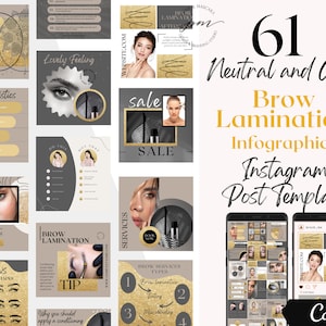 Brow Lamination Instagram Post Templates, Editable Brow Lamination Social Media Posts, Brow Lamnination Instagram Post