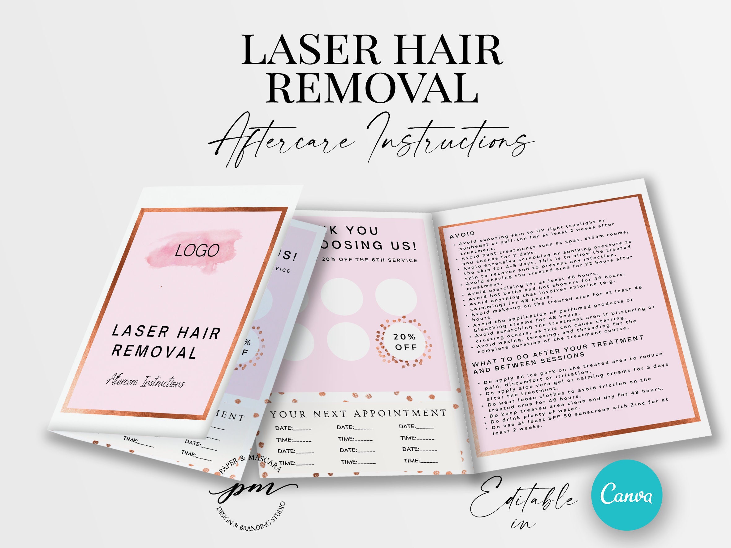 Editable Laser Hair Removal Aftercare Card IPL Hair Removal Etsy