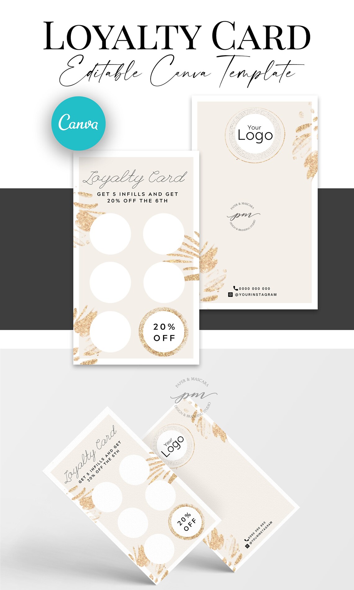 Editable Loyalty Card Template Personalized Loyalty Card Etsy