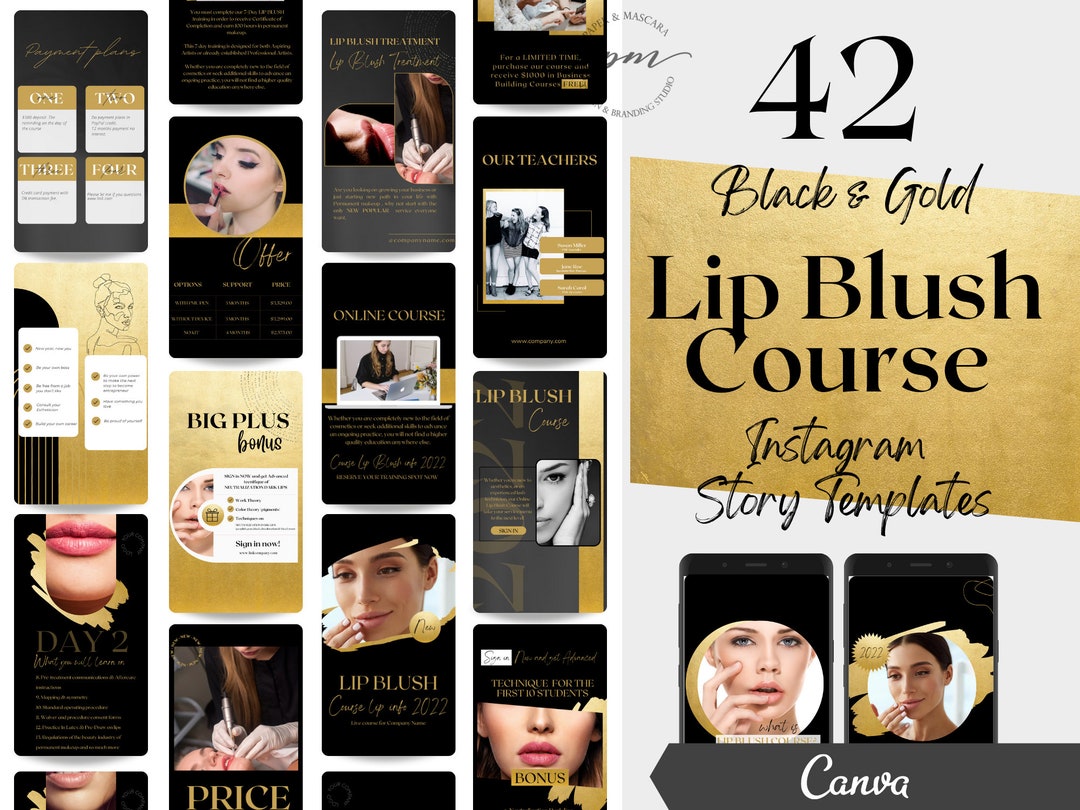 Lip Blush Course Instagram STORY Templates, Editable Permanent Makeup
