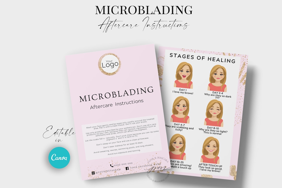 Editable Microblading Aftercare Instructions Editable - Etsy