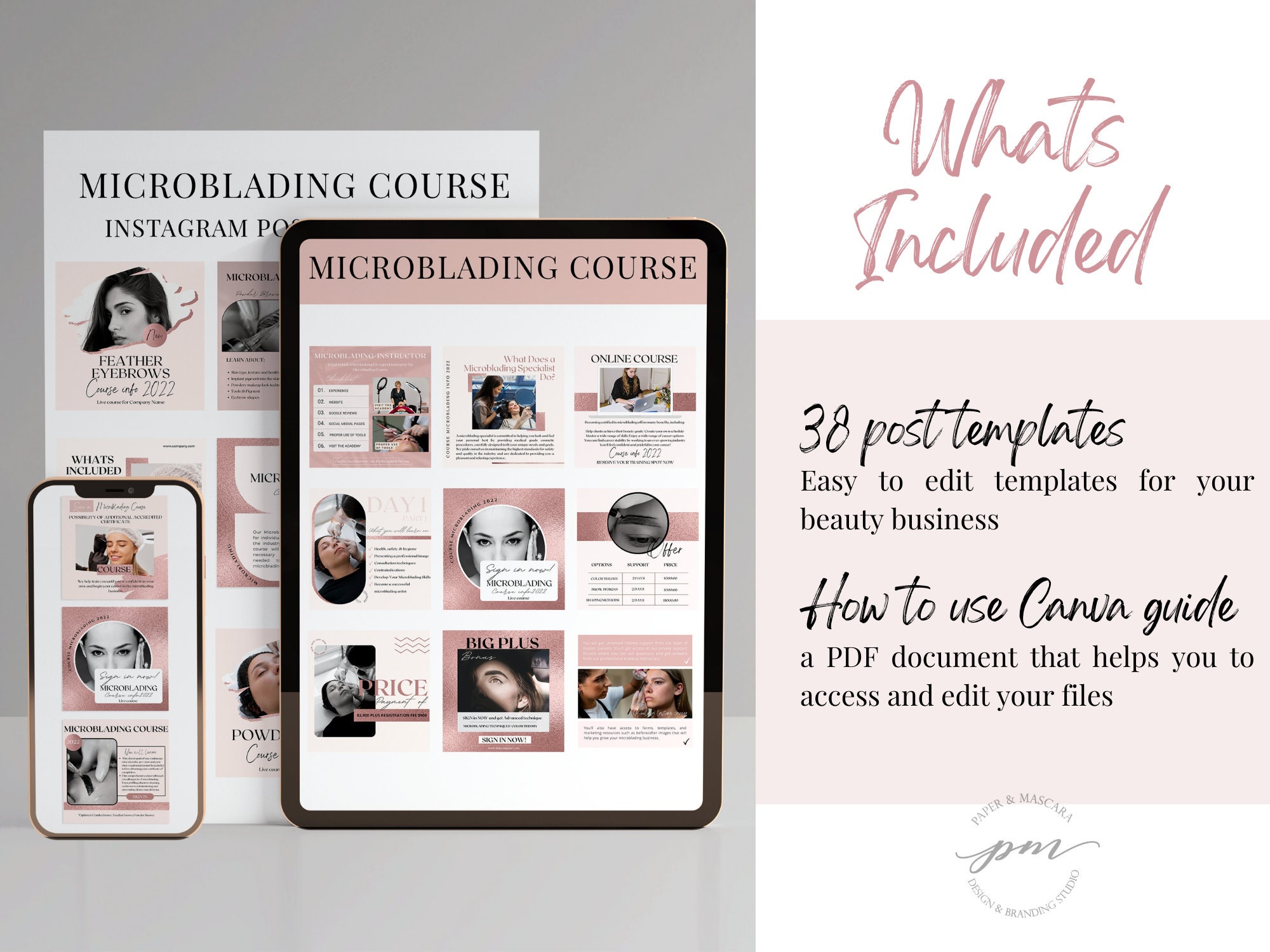 Microblading Course Instagram Post Templates Editable - Etsy