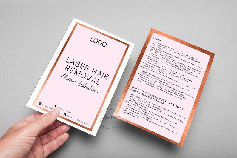 Editable Laser Hair Removal Aftercare Card IPL Hair Removal Etsy