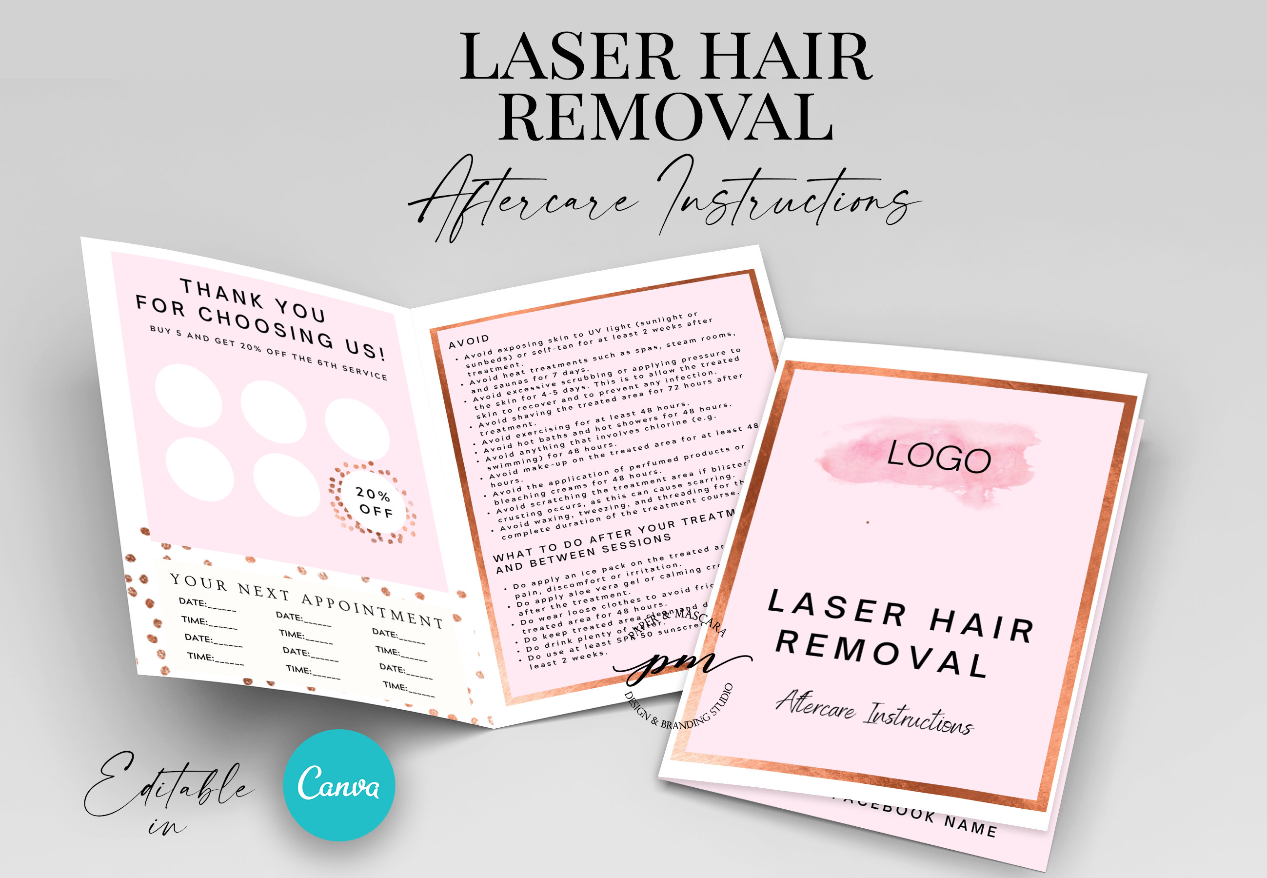 Editable Laser Hair Removal Aftercare Card IPL Hair Removal Etsy