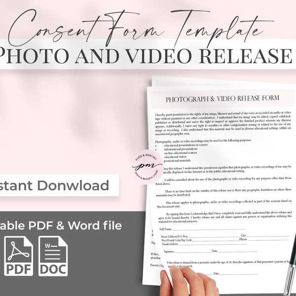 Salon Photo And Video Release Form Template, Esthetician Photo Release Form, Makeup Photo Release Forms