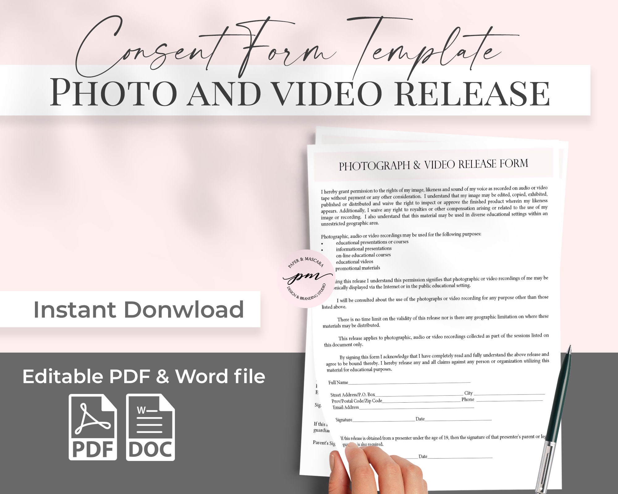 Salon Photo and Video Release Form Template Esthetician Photo - Etsy