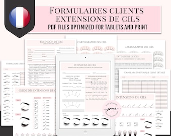 Formulaires de technicien en extensions de cils, Formulaires de consultation de cils, Formulaires de client de cils cliquables, Cartographie