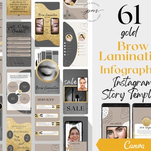 Brow Lamination Instagram Story Templates, Editable Brow Lamination Social Media Posts, Brow Lamnination Instagram Story