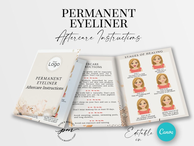 Editable Permanent Eyeliner Aftercare Instructions Editable Etsy