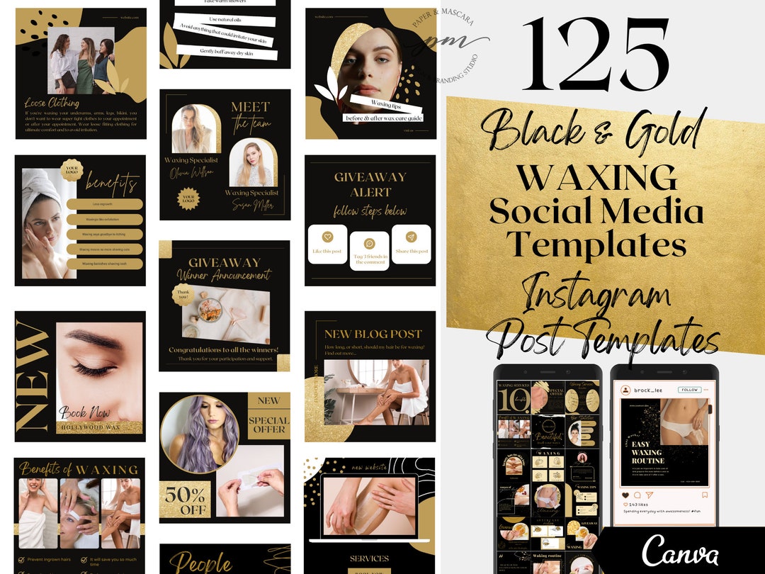 Waxing Instagram Post Templates, Editable Hair Removal Social Media