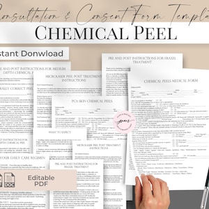 Editable Chemical Peel Form Template, Chemical Peel Facials Form Template, Chemical Peel Consent Forms