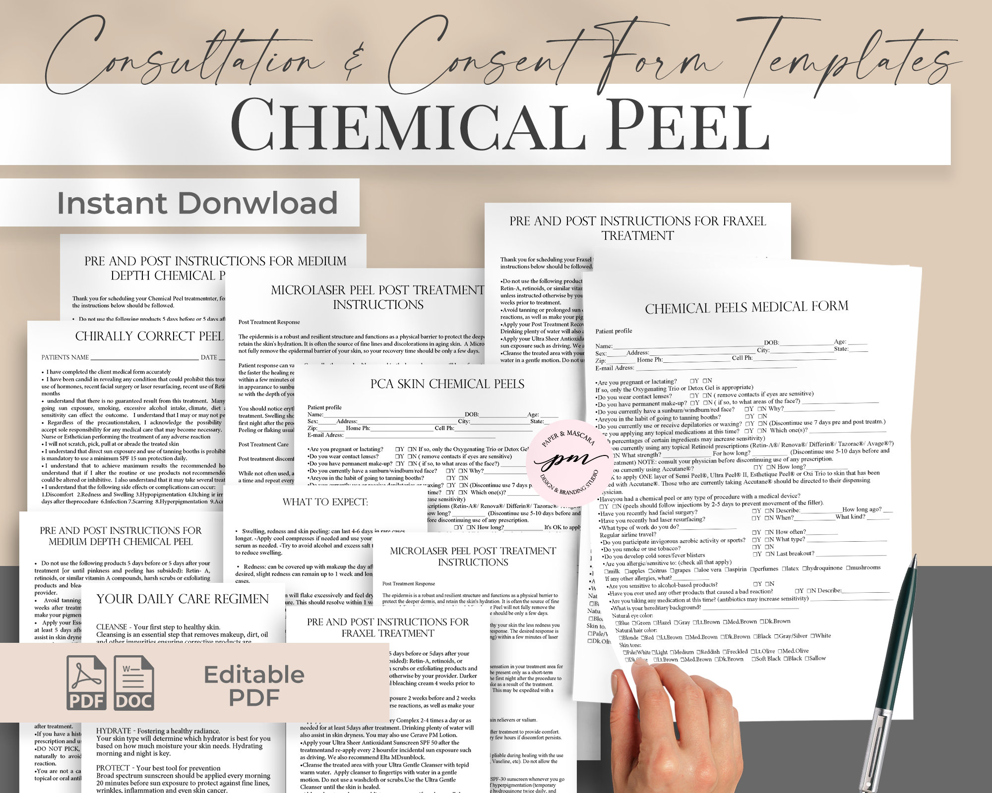 Editable Chemical Peel Form Template Chemical Peel Facials - Etsy