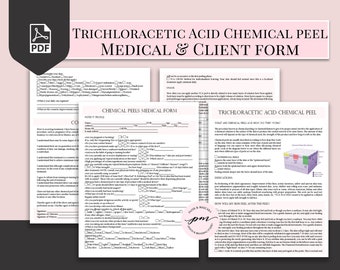 Trichloracetic Chemical Peel Forms, Chemical Peel Facials Forms, Esthetician Forms, Chemical Peel Consent Forms