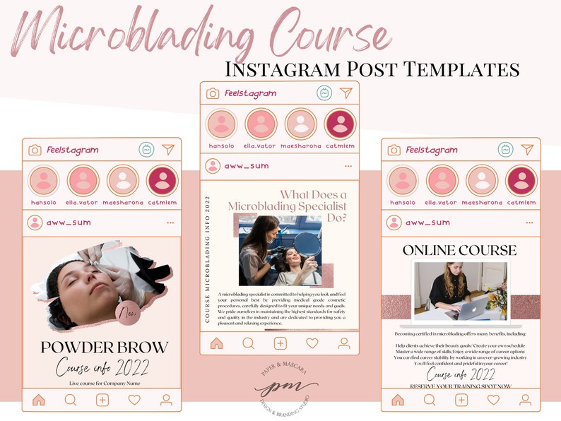 Microblading Course Instagram Post Templates Editable - Etsy