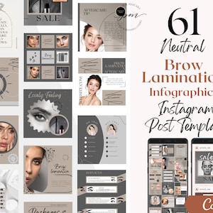 Brow Lamination Instagram Post Templates, Editable Brow Lamination Social Media Posts, Brow Lamnination Instagram Post