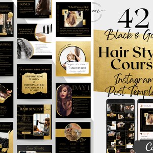Hair Stylist Course Instructor Instagram Post Templates, Editable Hair Stylist Course Social Media Posts