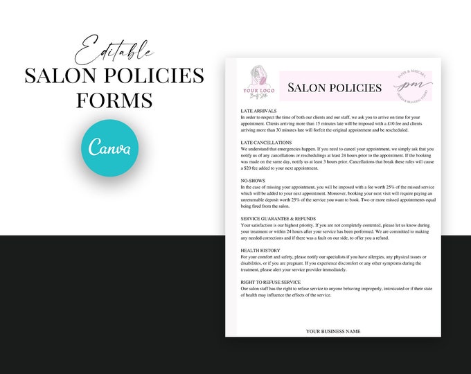 Editable Salon Policies Template Editable Spa Policies Etsy Editable Salon Policies Template Editable Spa Policies Etsy