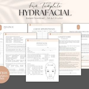 Editable Hydrafacial Consent Form Template, Hydrafacial Client Intake Form, Medspa Form, Esthatician Forms