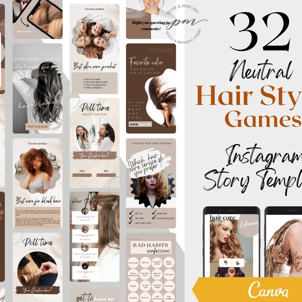Hair Stylist Instagram Story Game Templates, Editable Hair Stylist Games Social Media Posts, Hair Salon Instagram Story Templates