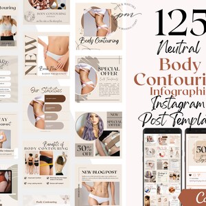 Body Contouring Instagram Post Templates, Editable Body Contouring Social Media Posts, Neutral Body contouring Instagram post