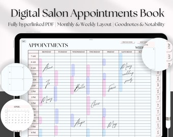 2023 DIGITAL PINK Salon Appointment Book, Digital Salon Planner For GoodNotes, Digital Beauty Appointment Book for 2023