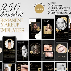 250 modelli di storie Instagram per trucco permanente, storie PMU modificabili, microblading, tatuaggio con fard per labbra, micropigmentazione, eyeliner permanente