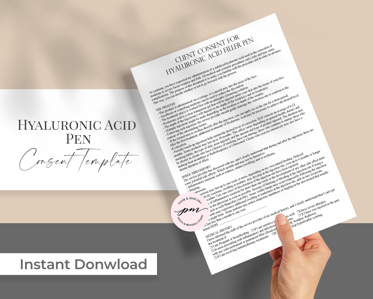 Hyaluronic Acid Pen Consent Form Template Facial Fillers Etsy