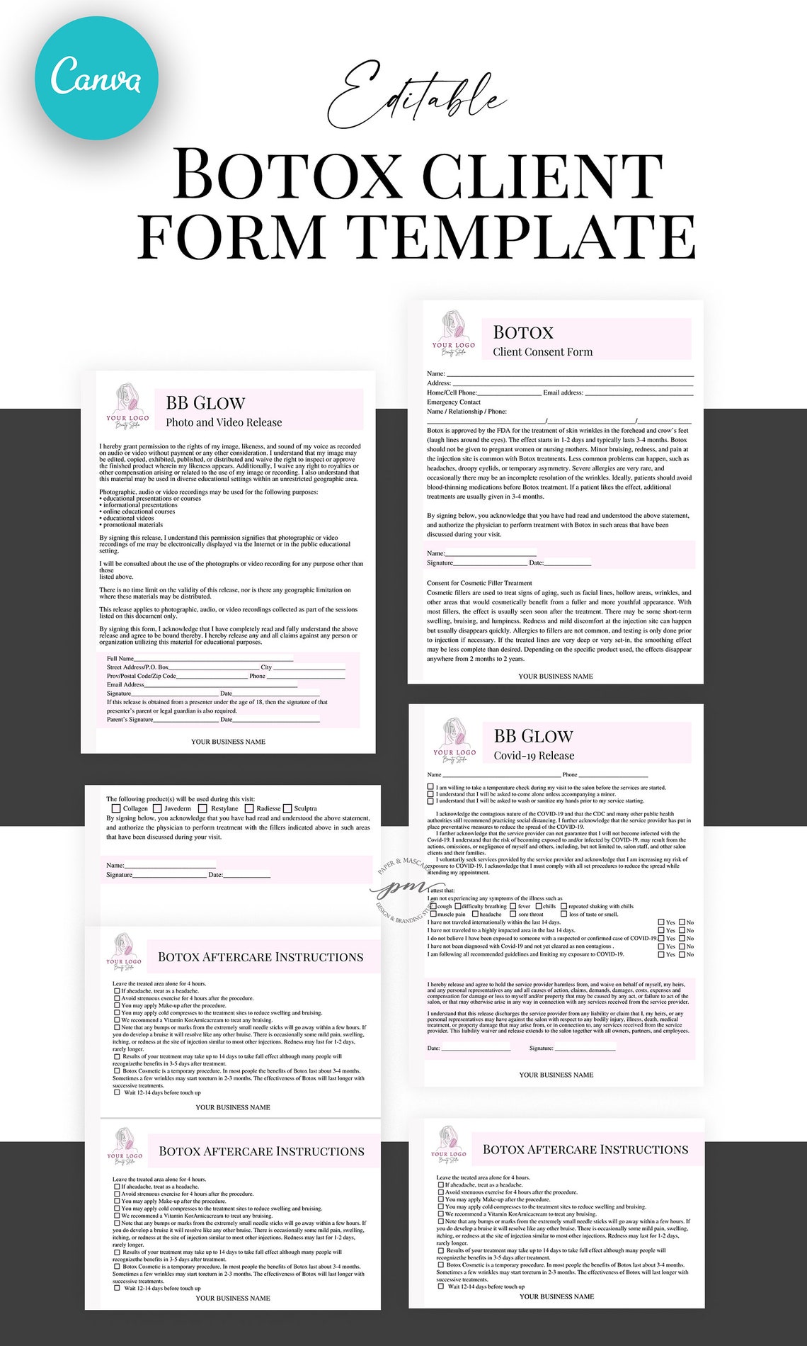 Printable Botox Charting Sheet