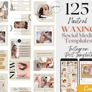 Waxing Instagram Post Templates, Editable Hair Removal Social Media Posts, Neutral Waxing Instagram Post
