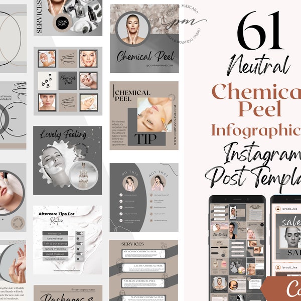 Modèles de publication Instagram Chemical Peel, publications modifiables sur les réseaux sociaux Chemical Peel, publication Instagram Chemical Peel