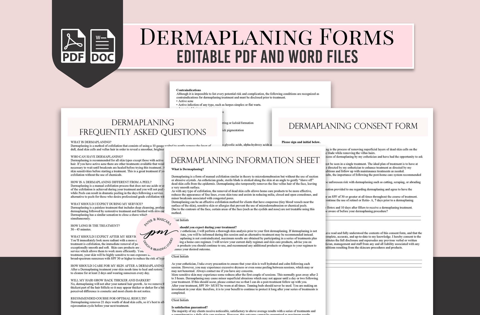 Editable Dermaplaning Forms, Dermaplaning Esthetician, Customizable ...