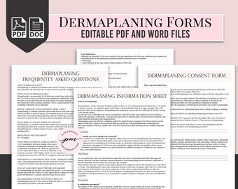 Editable Dermaplaning Forms, Dermaplaning Esthetician, Customizable Dermaplaning Consent Form