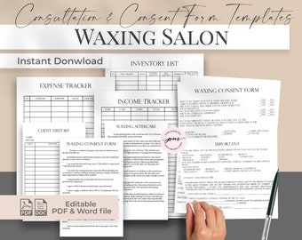 Editable Waxing Salon Business Form Templates, Customizable Waxing Consultation and Consent Forms Templates