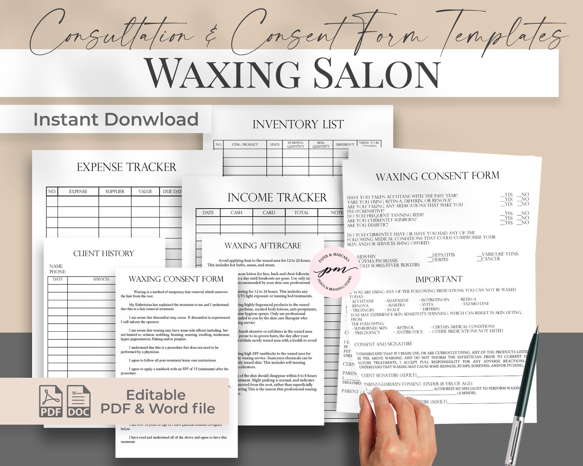 Editable Waxing Salon Business Form Templates Customizable Etsy Israel