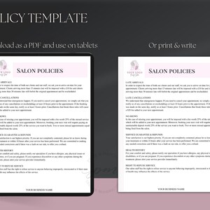 Editable Salon Policies Template, Editable Spa Policies Template ...