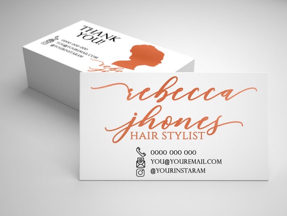 Rose Gold Hair Stylist Logo Deign Hair Stylist Business Card Etsy