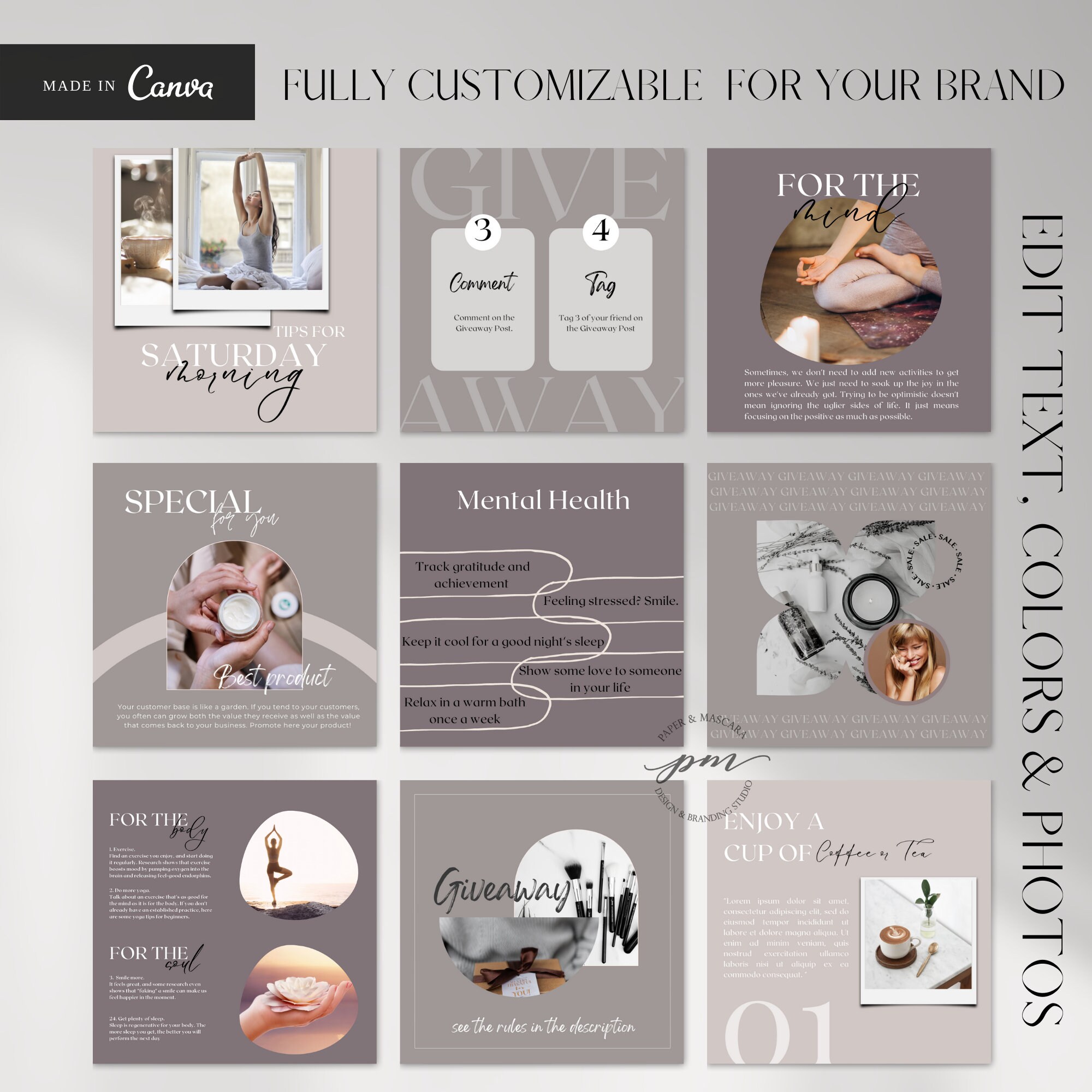 Instagram Carousel Post Template Neutral Editable Instagram - Etsy