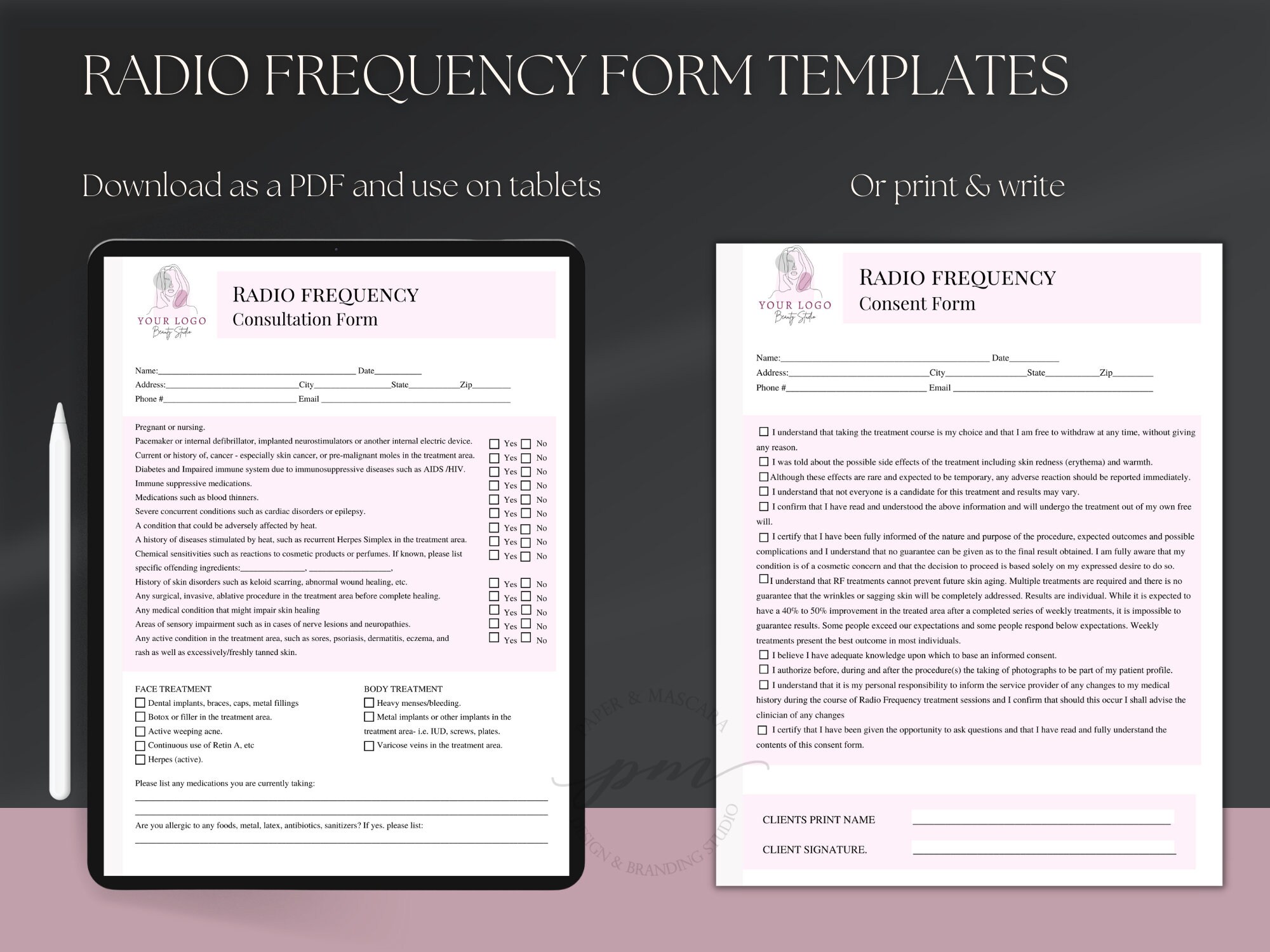 Radio Frequency Form Template, Editable Radio Frequency Client Intake ...