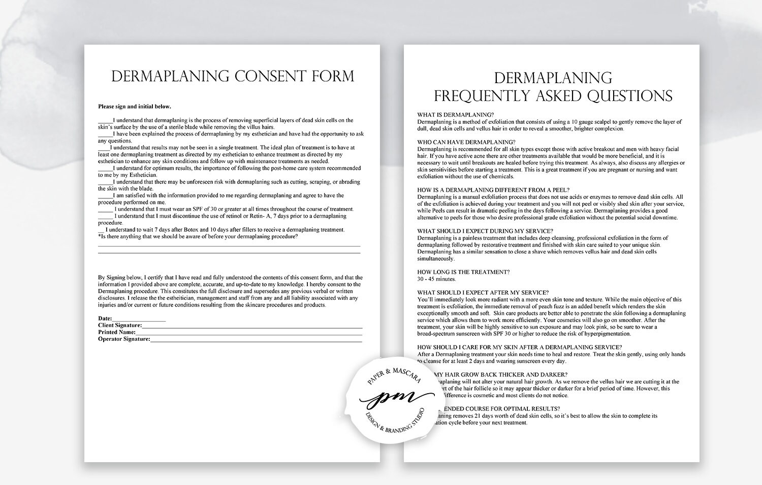 Editable Dermaplaning Forms Dermaplaning Esthetician | Etsy