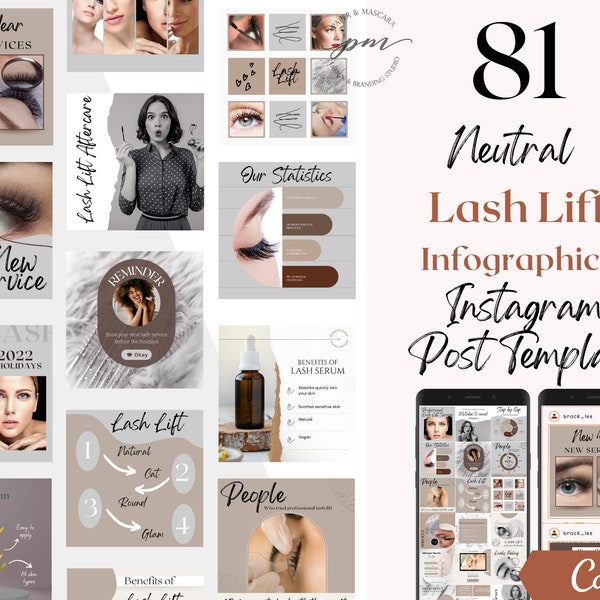 Lash Lift Instagram Post Templates, Editable Eyelash Lift Social Media Posts, Esthetician Instagram Post, Spa Instagram Post