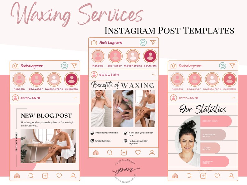 Waxing Instagram Post Templates Editable Hair Removal Social Etsy